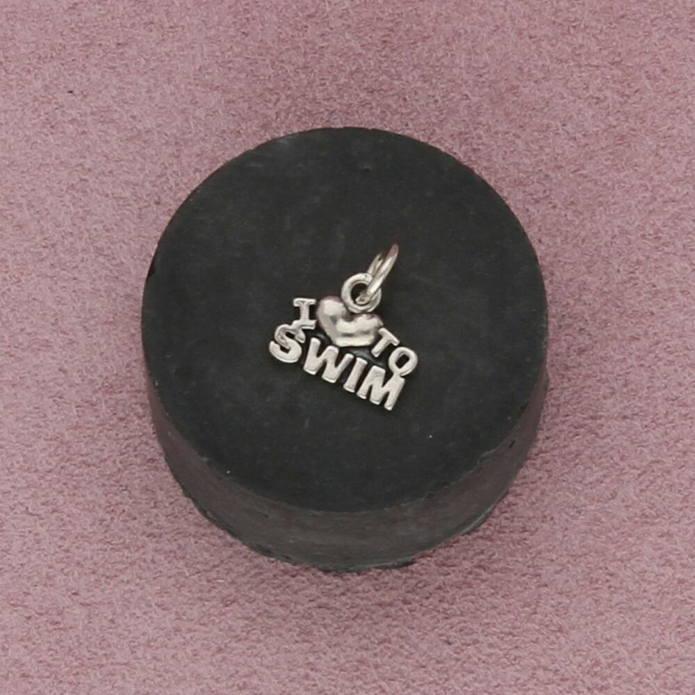sterling silver i love to swim charm pendant